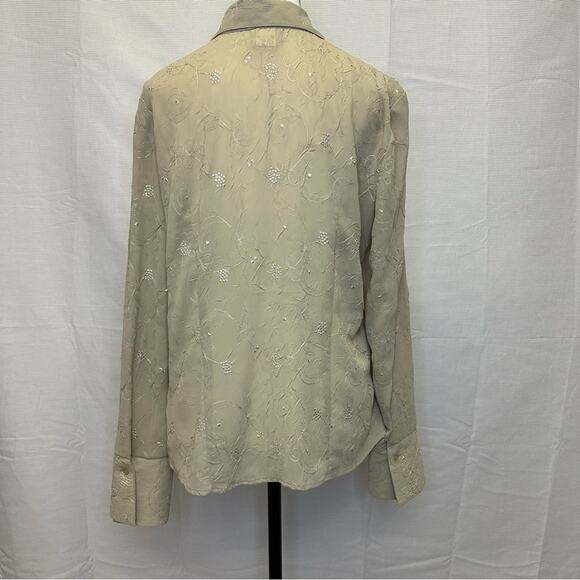Tailor B. Moss Women’s XL Beige Embroidered Button-Up Shirt - Picture 6 of 11